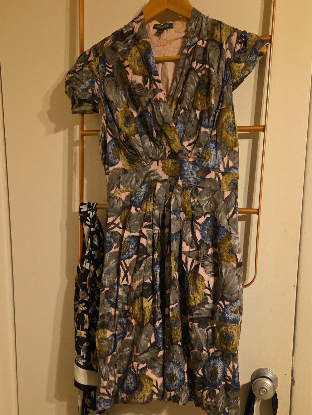 Emily And Finn Floral Wrap Dress in Pink, Olive & Slate Blue